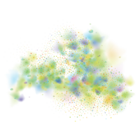 un explosión de vistoso fumar nubes.multicolor niebla con azul y amarillo partículas.explosiones de color polvo. png