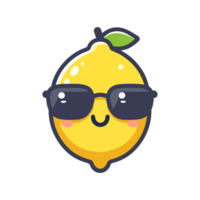 cute lemon wearing sunglasses cartoon icon character png