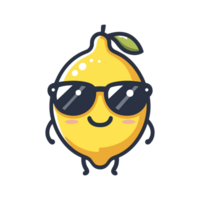 cute lemon wearing sunglasses cartoon icon character png