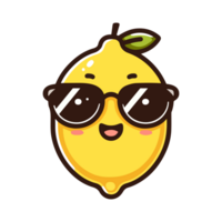 cute lemon wearing sunglasses cartoon icon character png