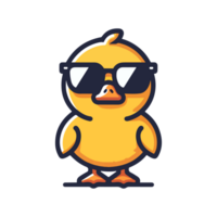 cute duck wearing sunglasses cartoon icon character png