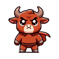 cute bull hero cartoon icon character png