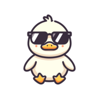 cute duck wearing sunglasses cartoon icon character png