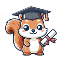 schattig eekhoorn diploma uitreiking tekenfilm icoon karakter png