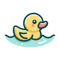 linda amarillo Pato nadando dibujos animados icono personaje png