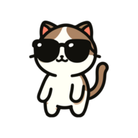 cute cat wearing glasses icon character png