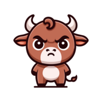 cute angry bull cartoon icon character png