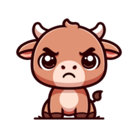 cute angry bull cartoon icon character png