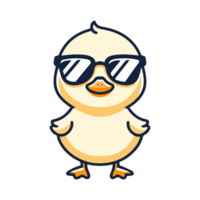 cute duck wearing sunglasses cartoon icon character png