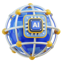 AI Neural Network Icon 3D Design png