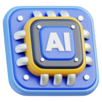 ai chip 3d icono diseño png