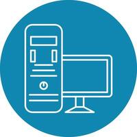 Desktop Computer Line Circle Icon Design vector
