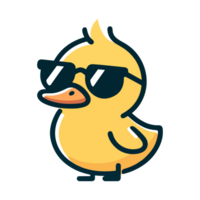 cute duck wearing sunglasses cartoon icon character png