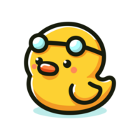 cute duck wearing swimming goggles cartoon icon character png