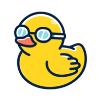 cute duck wearing swimming goggles cartoon icon character png