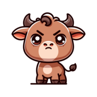 cute angry bull cartoon icon character png