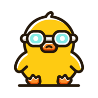 cute duck wearing swimming goggles cartoon icon character png