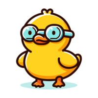 cute duck wearing swimming goggles cartoon icon character png