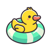 cute duck wearing rubber swim ring cartoon icon character png