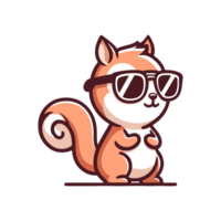 cute squirrel wearing glasses icon character png