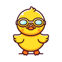 cute duck wearing swimming goggles cartoon icon character png