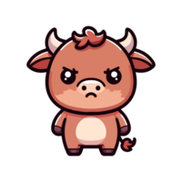 cute angry bull cartoon icon character png