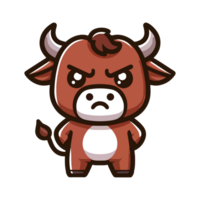 linda enojado toro dibujos animados icono personaje png