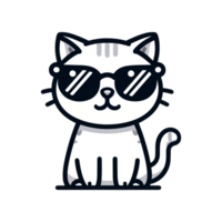 cute cat wearing glasses icon character png