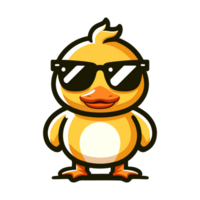 cute duck wearing sunglasses cartoon icon character png