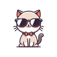 cute cat wearing glasses icon character png