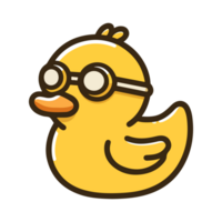 cute duck wearing swimming goggles cartoon icon character png