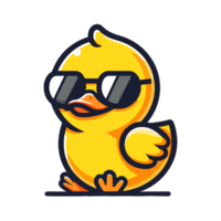 cute duck wearing sunglasses cartoon icon character png