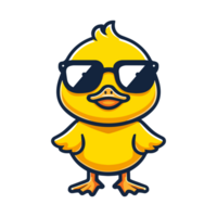 cute duck wearing sunglasses cartoon icon character png