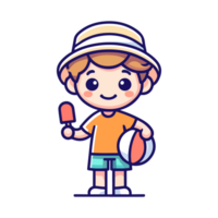 cute boy eating ice cream icon character png