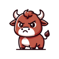 cute angry bull cartoon icon character png