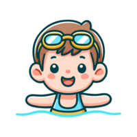 cute boy swimming cartoon icon character png