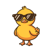 cute duck wearing sunglasses cartoon icon character png