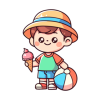 cute boy eating ice cream icon character png