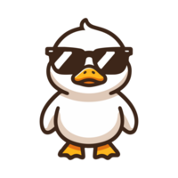cute duck wearing sunglasses cartoon icon character png