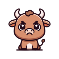 cute angry bull cartoon icon character png