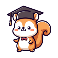 cute squirrel graduation cartoon icon character png