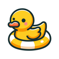 cute duck wearing rubber swim ring cartoon icon character png