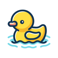 linda amarillo Pato nadando dibujos animados icono personaje png