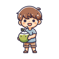 süß Junge Trinken Kokosnuss Symbol Charakter png