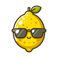 cute lemon wearing sunglasses cartoon icon character png