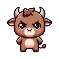 cute angry bull cartoon icon character png