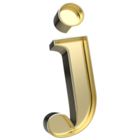 j Font Gold 3D Render png