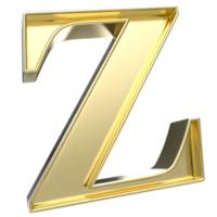 Z Font Gold 3D Rendering png