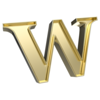 W Font Gold 3D Rendering png