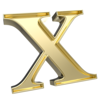 X Font Gold 3D Rendering png